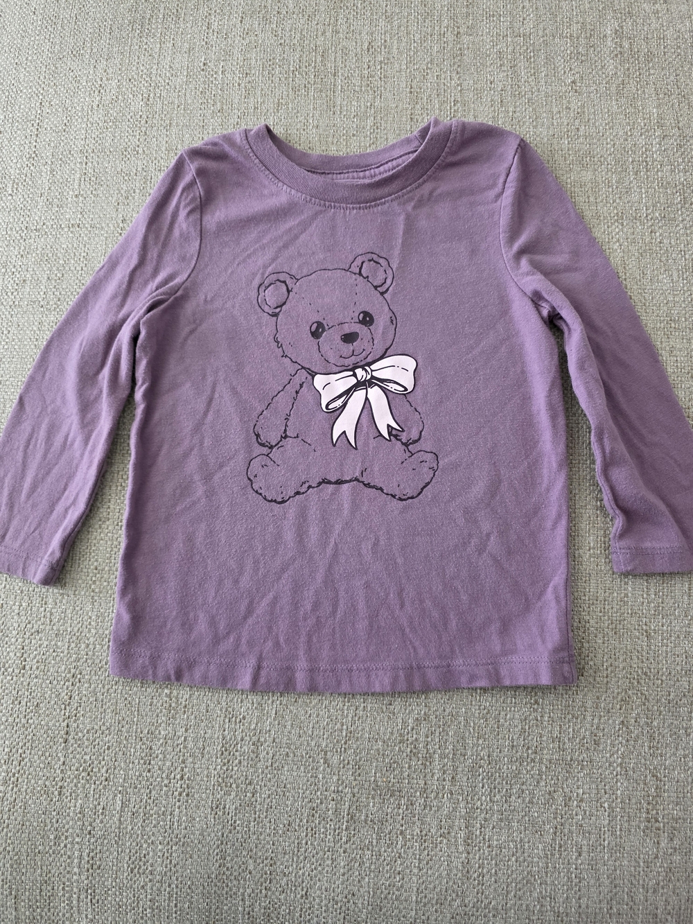 Cat & Jack Purple Long-Sleeve Tee with Teddy Bear Graphic